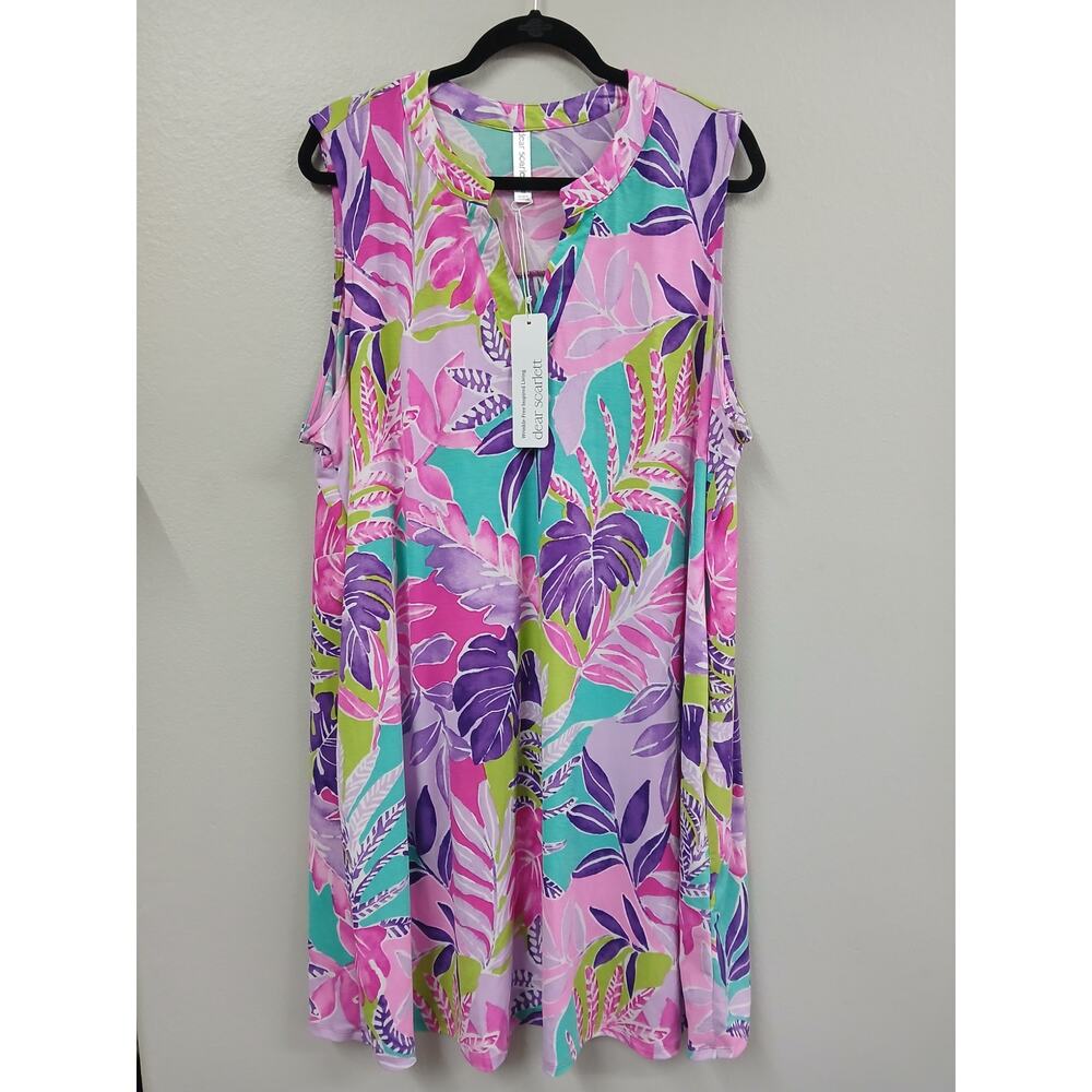 The Lizzy Tank Dress In Magenta By Dear Scarlett size 2X - Picture 2 of 7